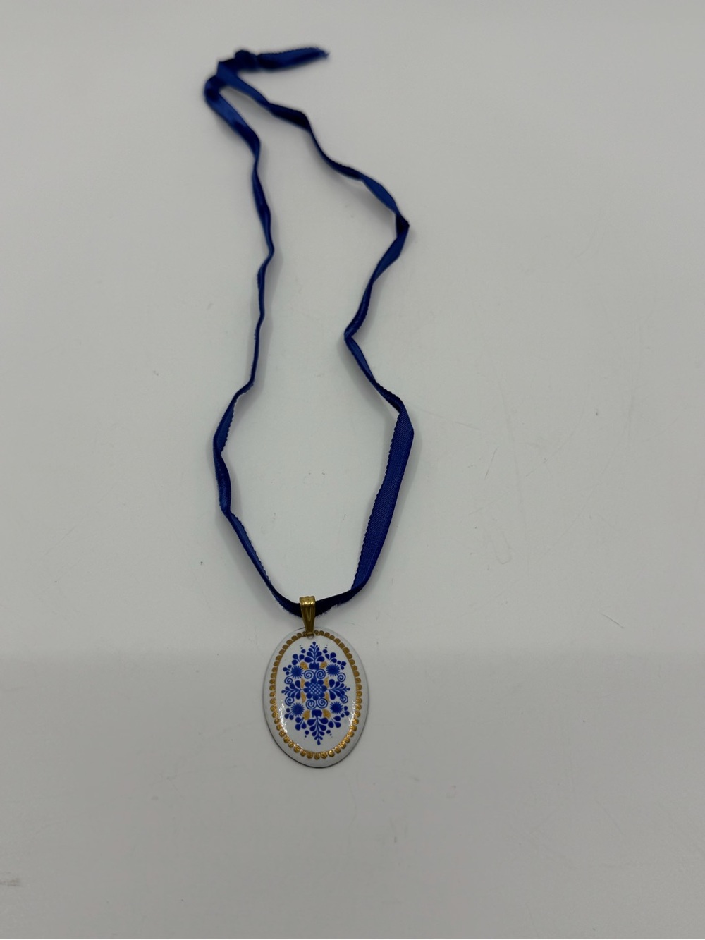 Vintage enamel on copper Austria pendant necklace